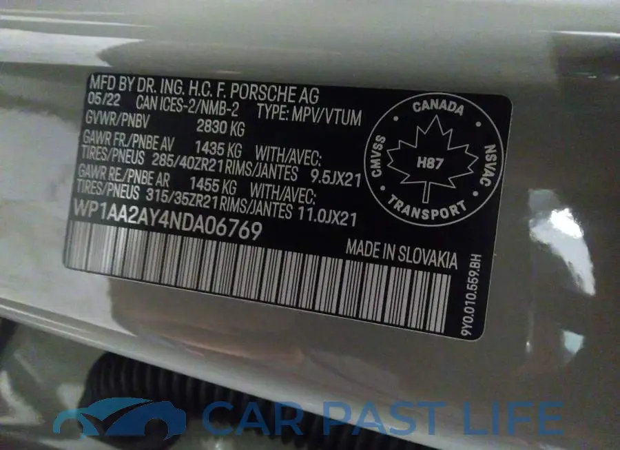 WP1AA2AY4NDA06769# 9