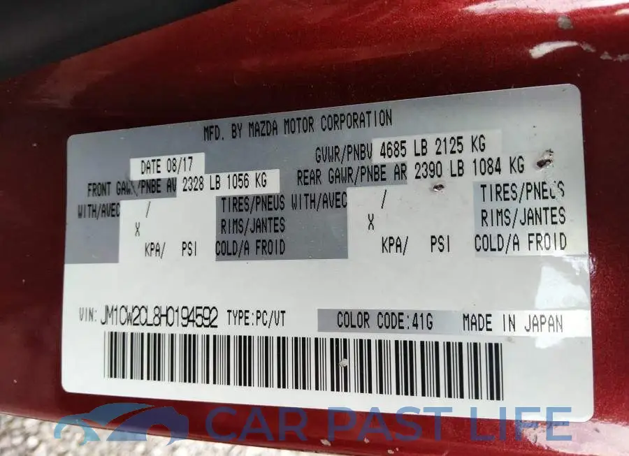 JM1CW2CL8H0194592# 9