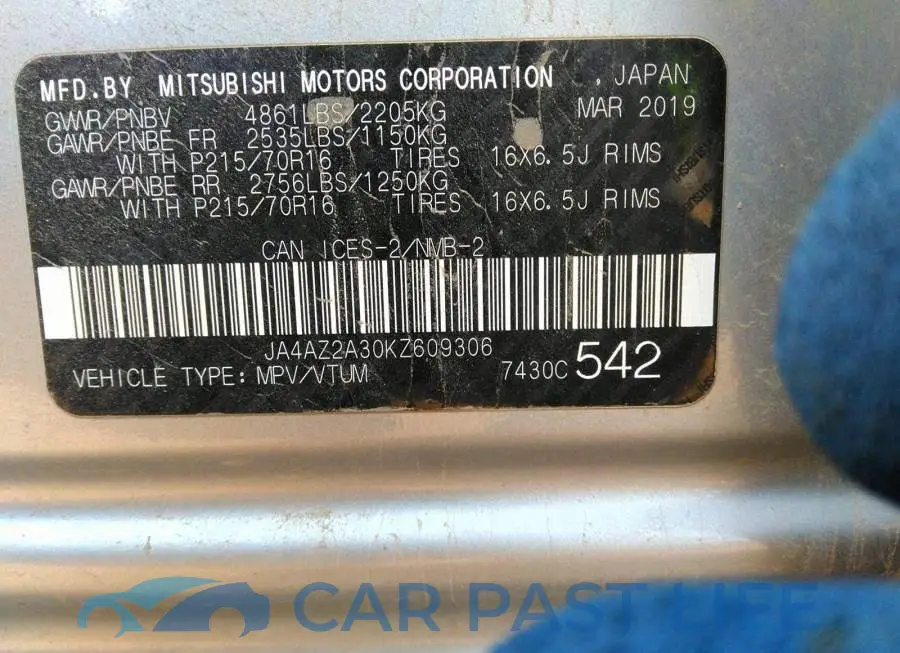 JA4AZ2A30KZ609306# 9