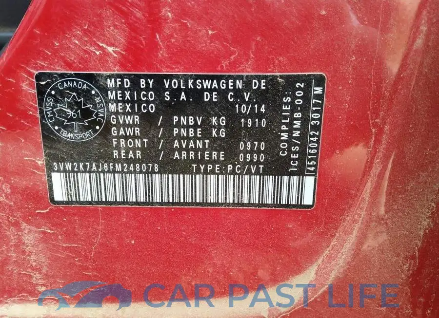 3VW2K7AJ6FM248078# 9