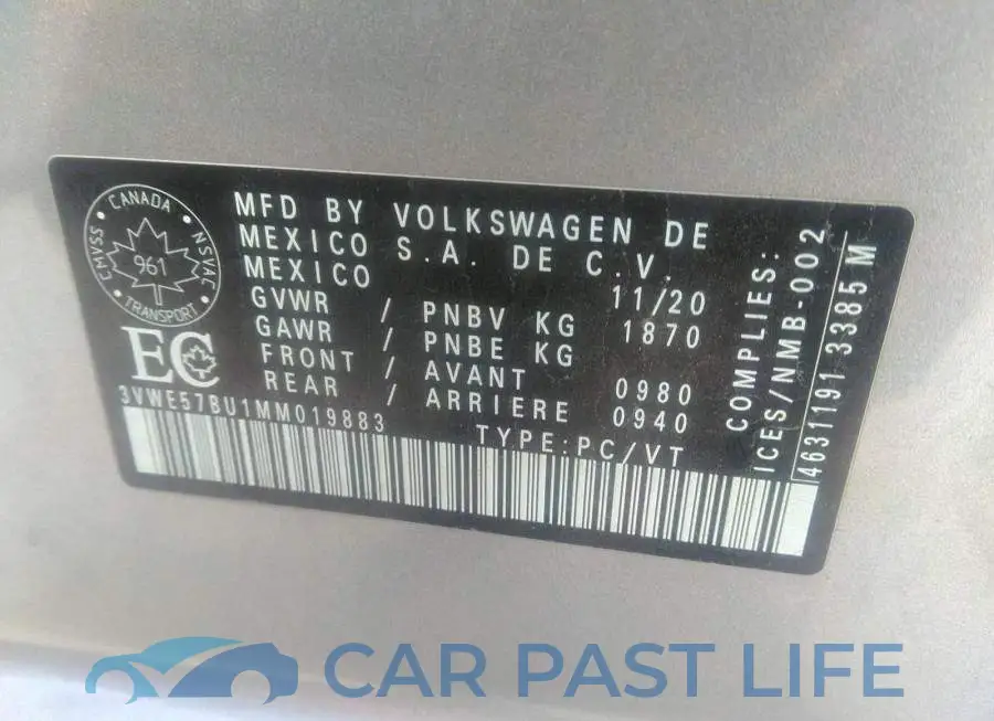 3VWE57BU1MM019883# 9