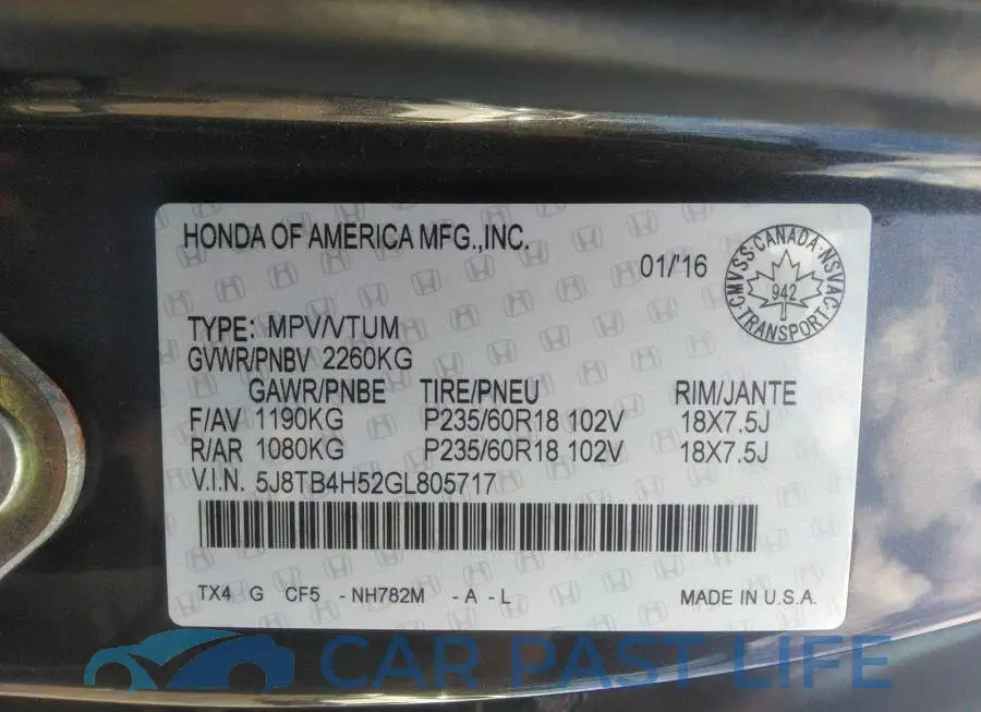 5J8TB4H52GL805717# 9