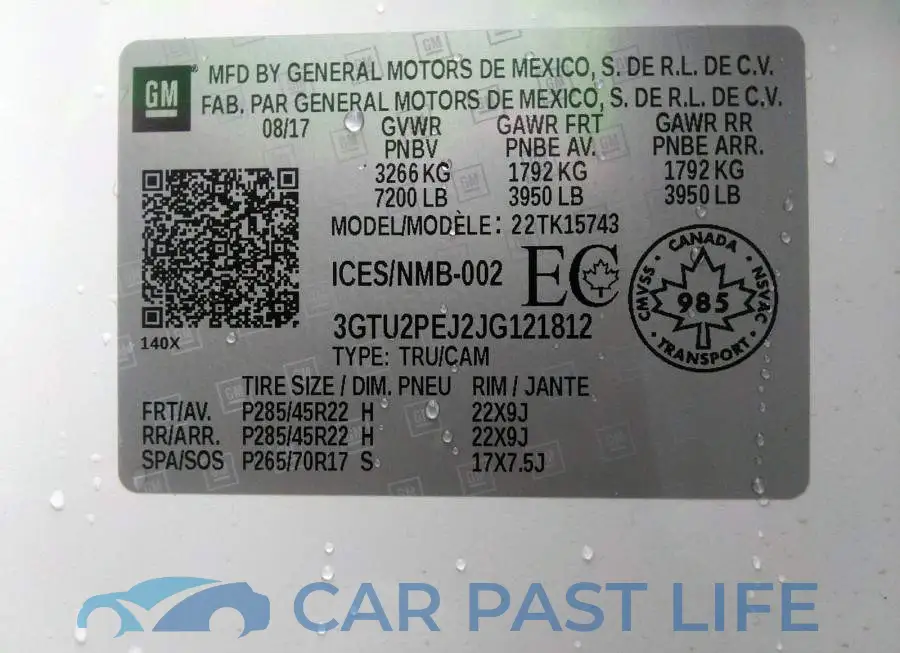 3GTU2PEJ2JG121812# 9