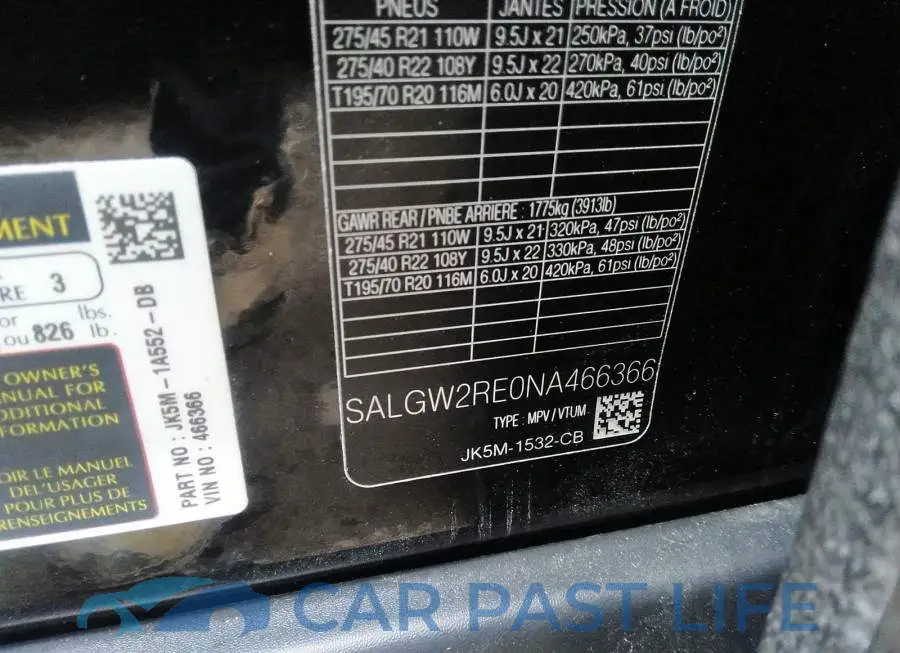 SALGW2RE0NA466366# 9
