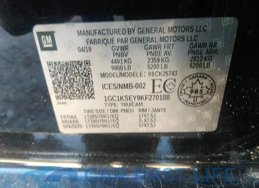 1GC1KSEY9KF270188# 9