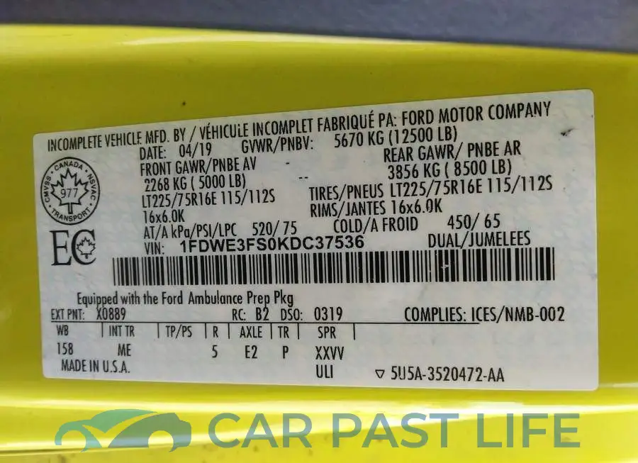 1FDWE3FS0KDC37536# 9