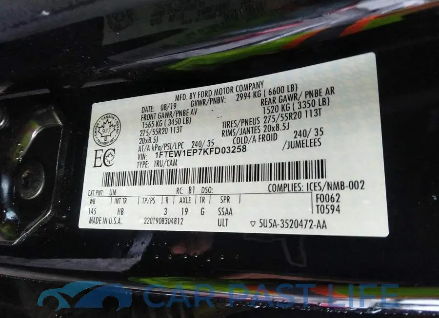 1FTEW1EP7KFD03258# 9