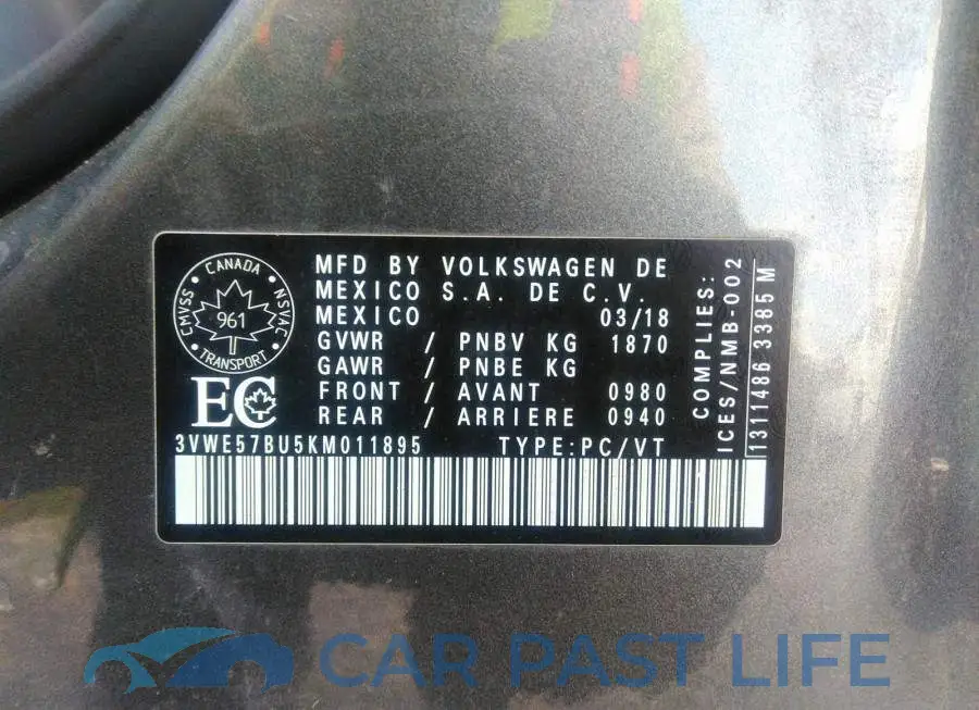 3VWE57BU5KM011895# 9