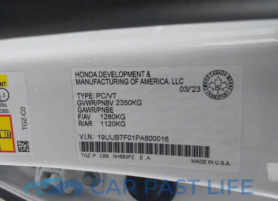 19UUB7F01PA800016# 9