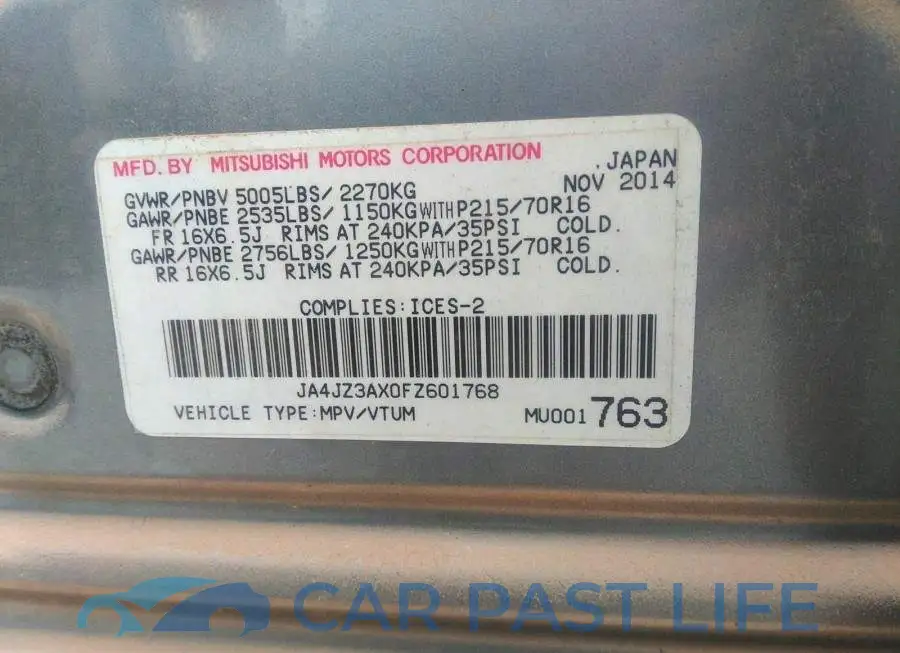 JA4JZ3AXOFZ601768# 9
