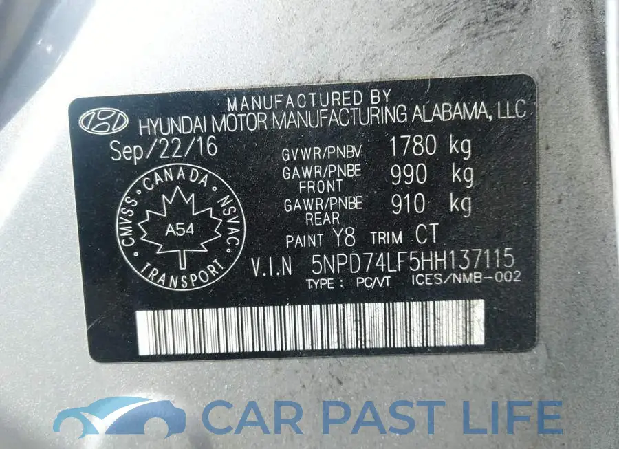 5NPD74LF5HH137115# 9