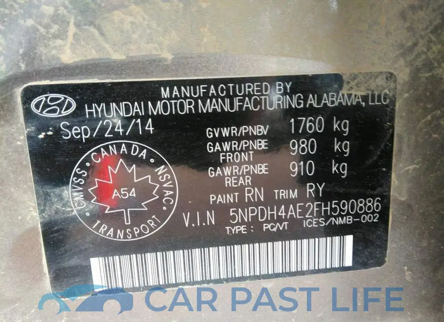 5NPDH4AE2FH590886# 9