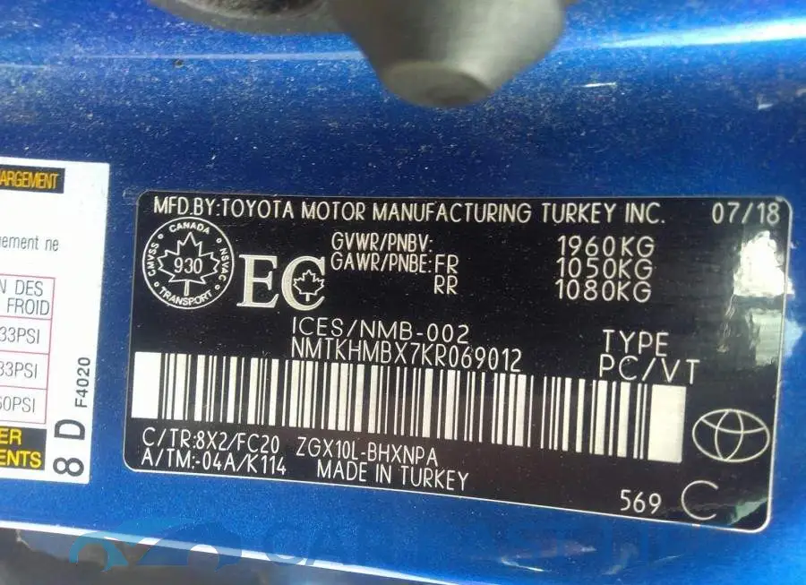 NMTKHMBX7KR069012# 9