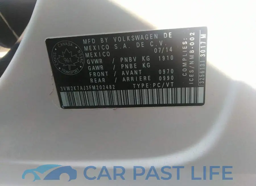 3VW2K7AJ3FM202482# 9