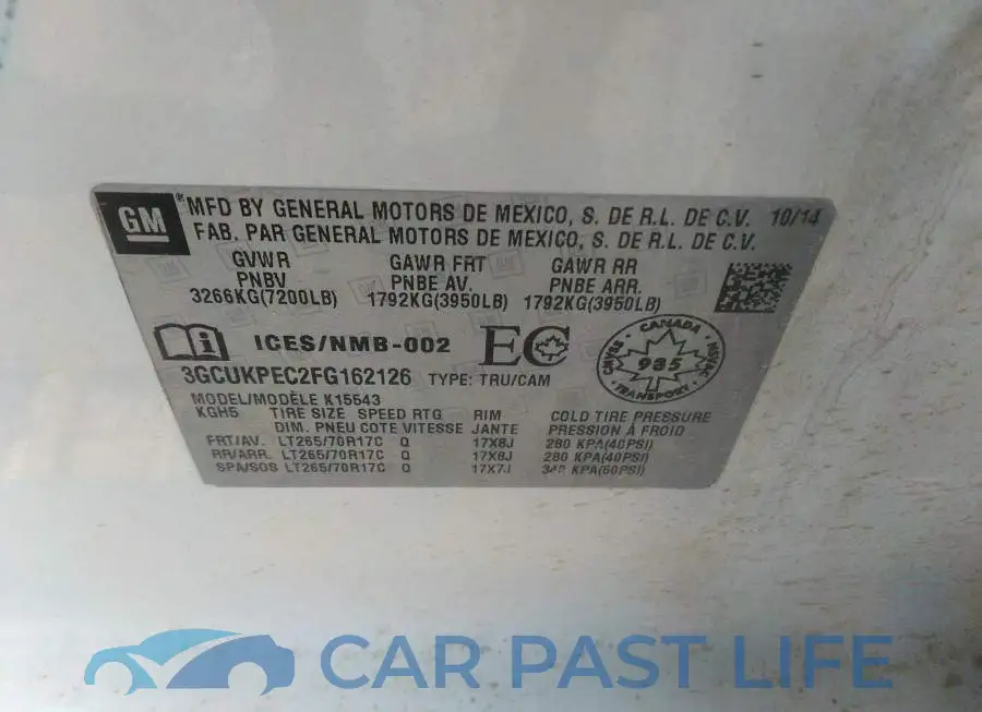 3GCUKPEC2FG162126# 9