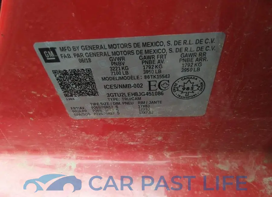3GTU2LEH8JG451086# 9