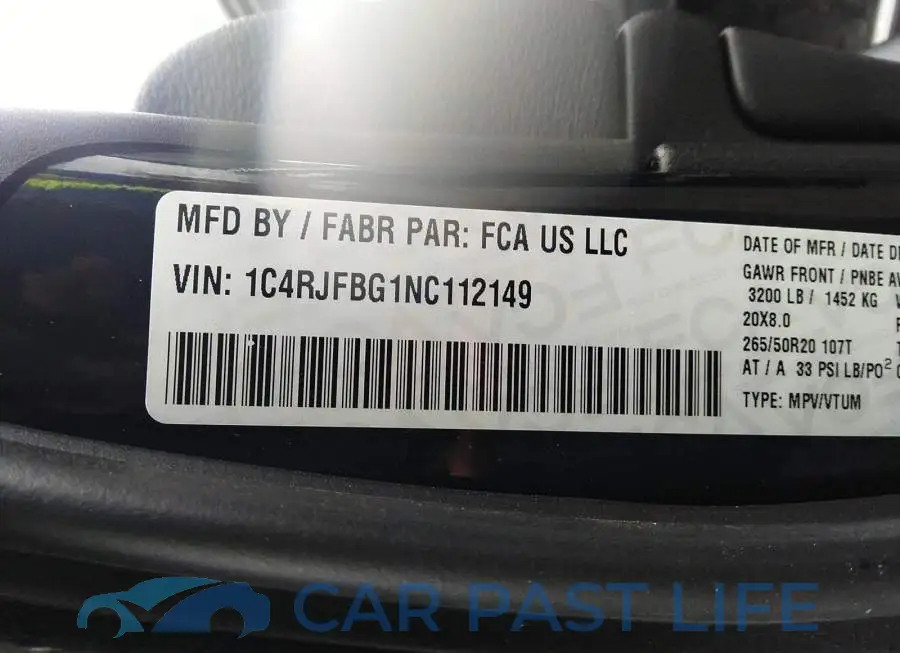 1C4RJFBG1NC112149# 9