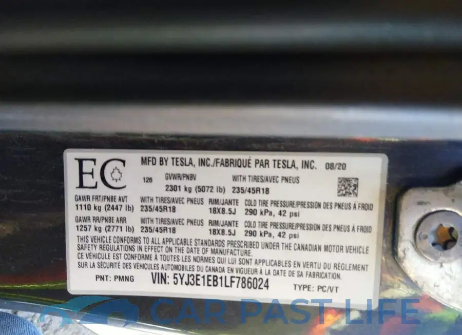 5YJ3E1EB1LF786024# 9