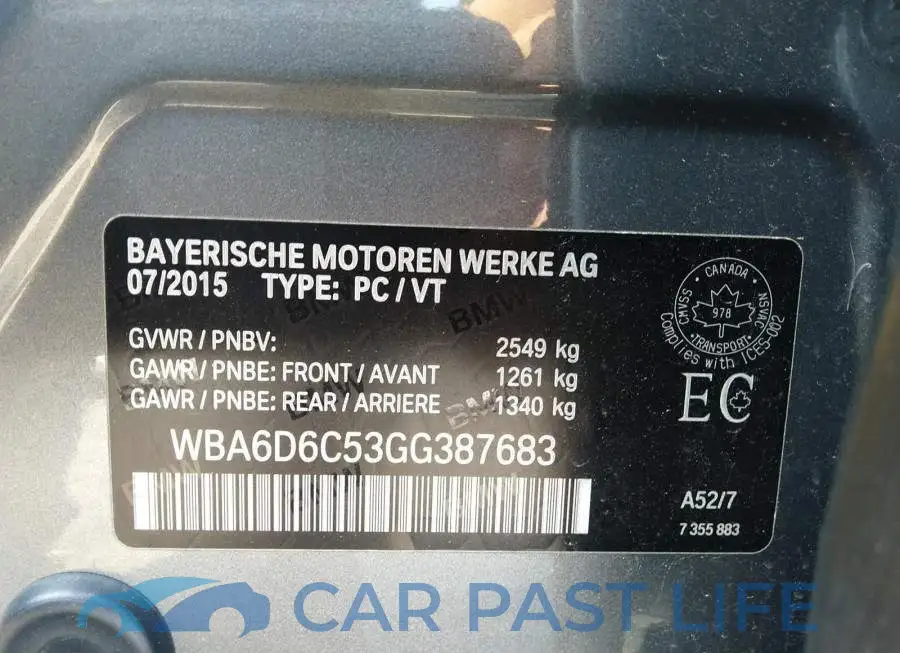 WBA6D6C53GG387683# 9