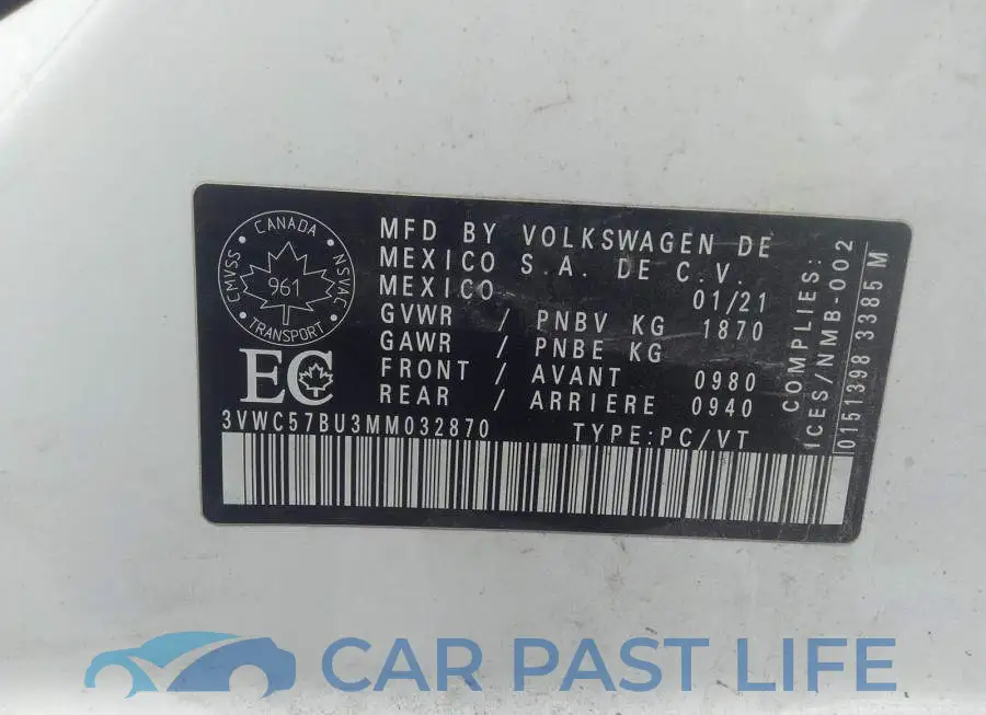3VWC57BU3MM032870# 9
