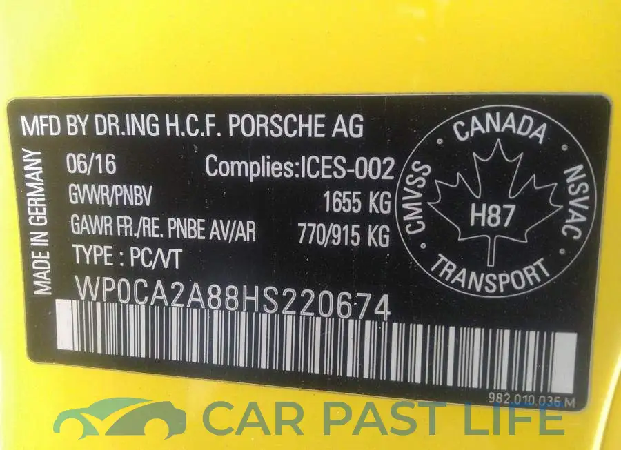 WP0CA2A88HS220674# 9