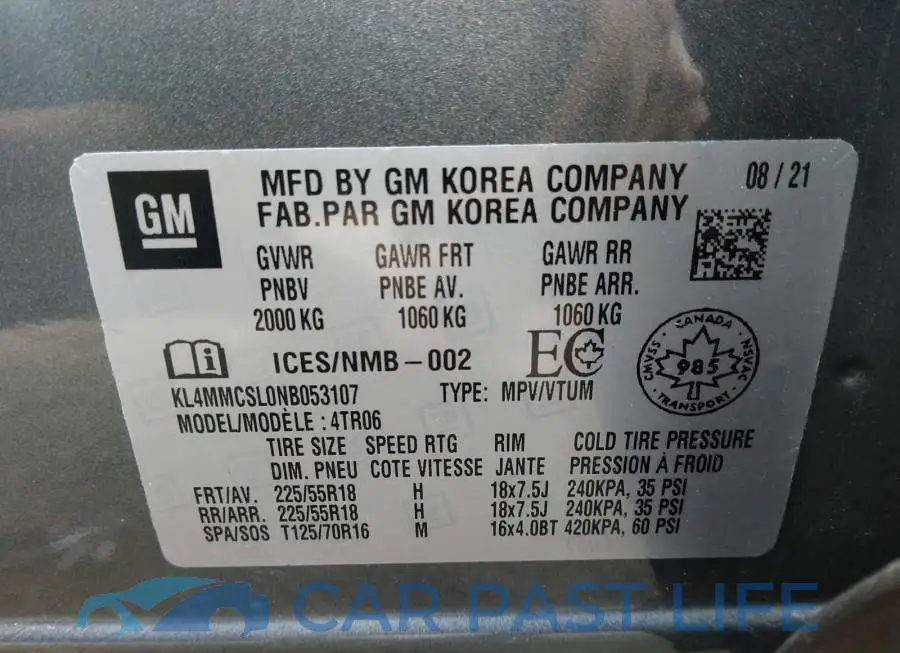 KL4MMCSL0NB053107# 9