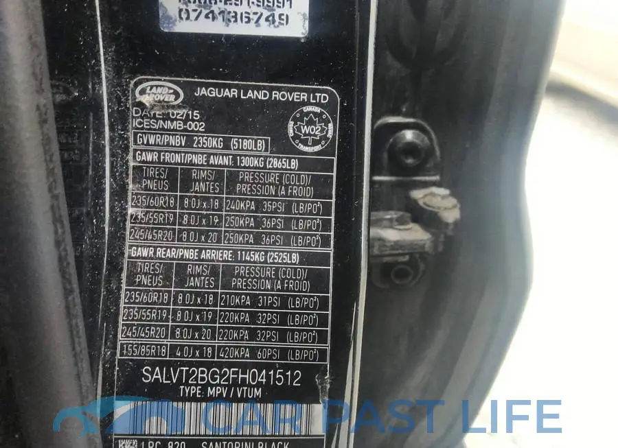 SALVT2BG2FH041512# 9