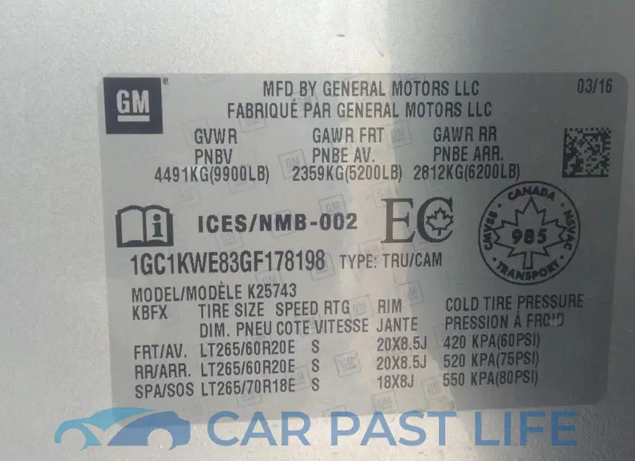 1GC1KWE83GF178198# 9