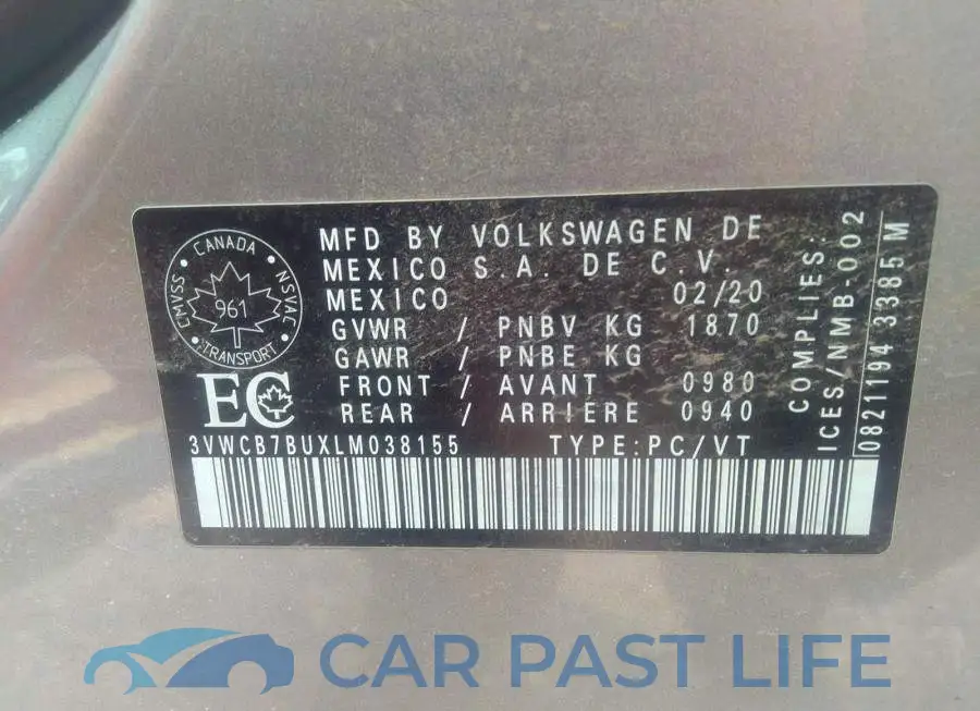 3VWCB7BUXLM038155# 9