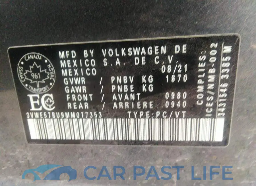 3VWE57BU9MM077353# 9