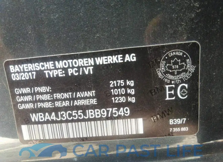 WBA4J3C55JBB97549# 9