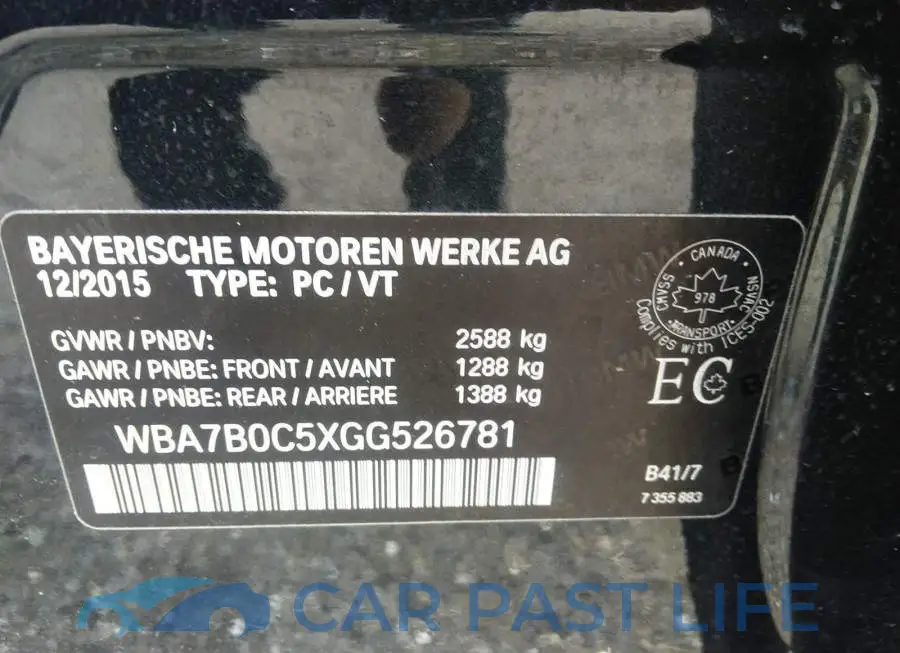 WBA7B0C5XGG526781# 9