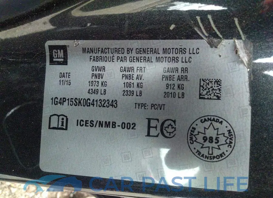 1G4P15SK0G4132343# 9