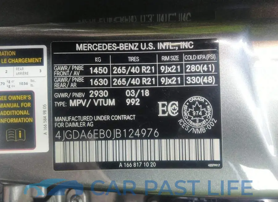 4JGDA6EB0JB124976# 9