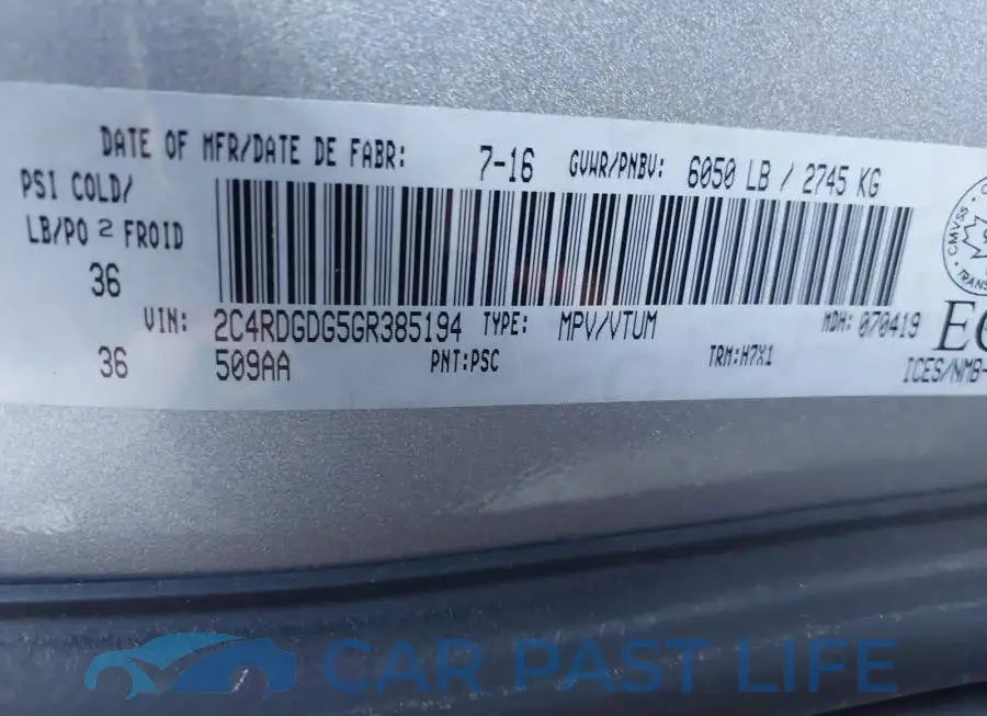 2C4RDGDG5GR385194# 9