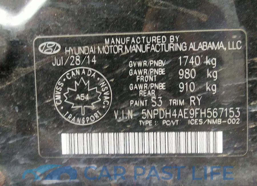 5NPDH4AE9FH567153# 9