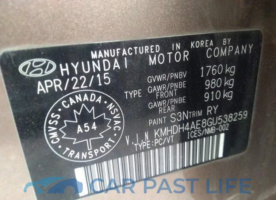 KMHDH4AE8GU538259# 9