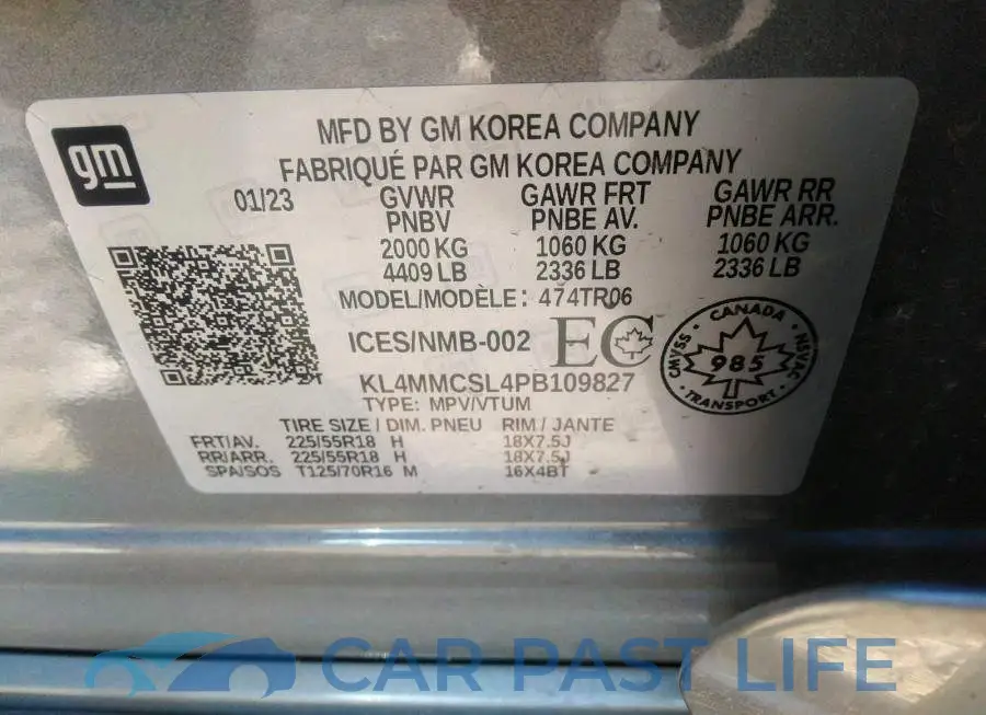 KL4MMCSL4PB109827# 9