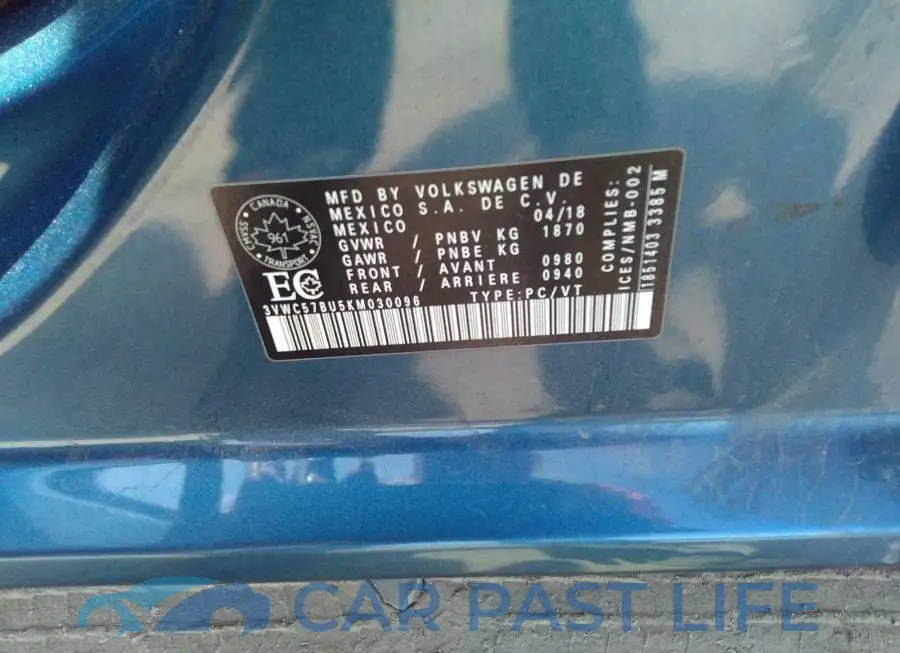 3VWC57BU5KM030096# 9