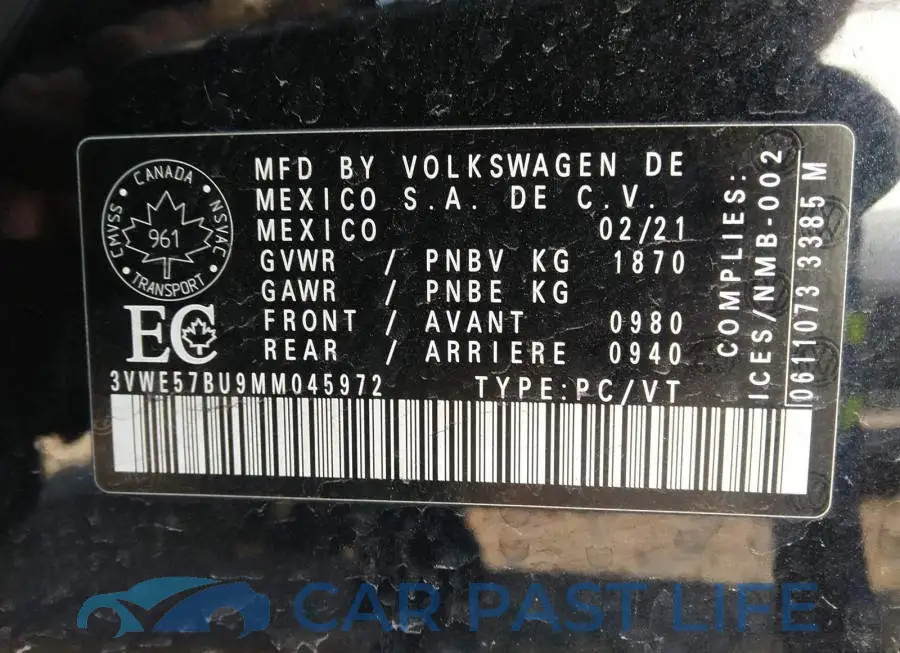 3VWE57BU9MM045972# 9