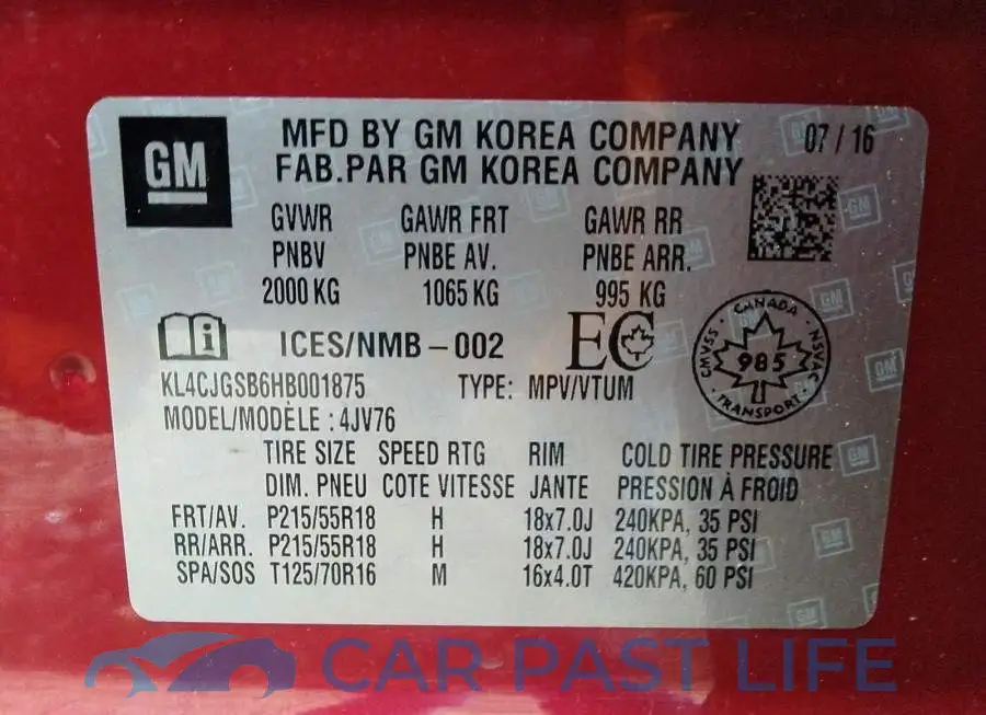 KL4CJGSB6HB001875# 9