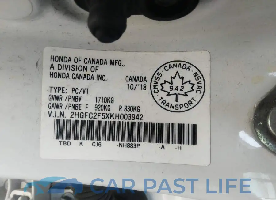 2HGFC2F5XKH003942# 9