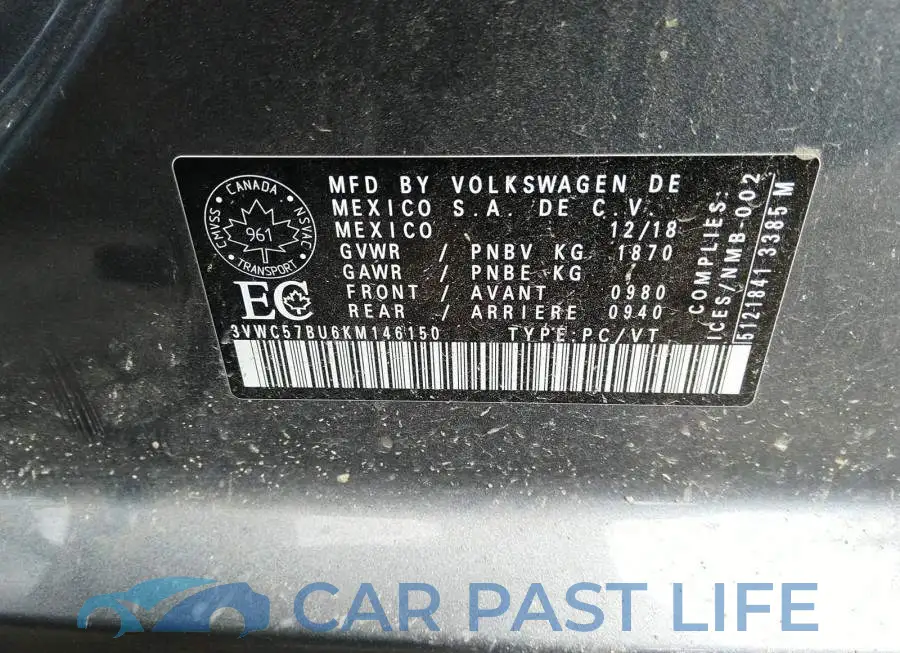 3VWC57BU6KM146150# 9