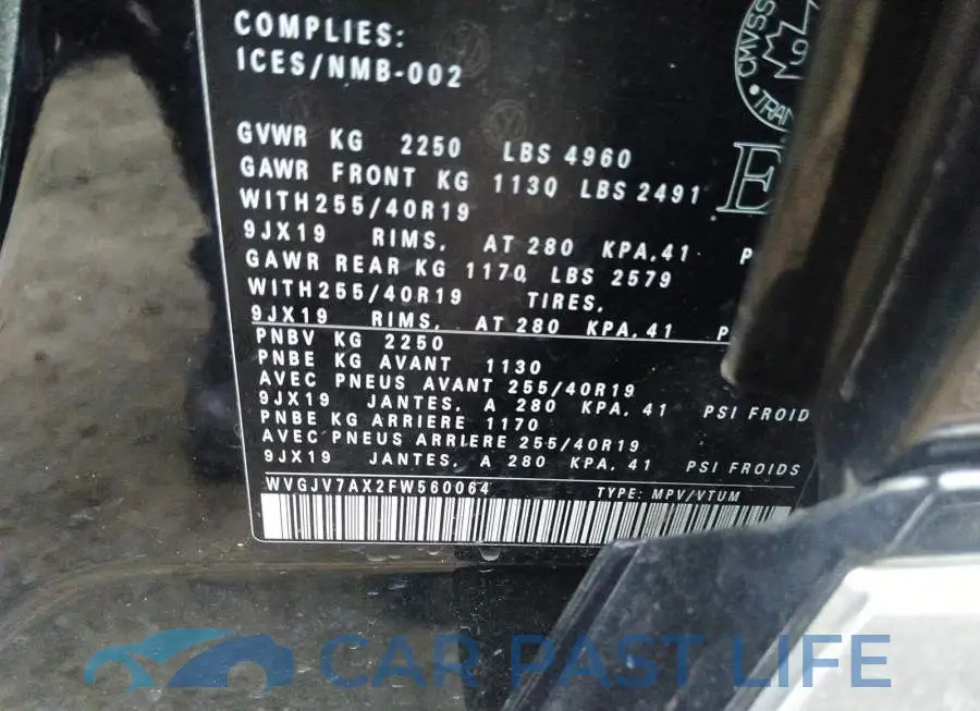 WVGJV7AX2FW560064# 9