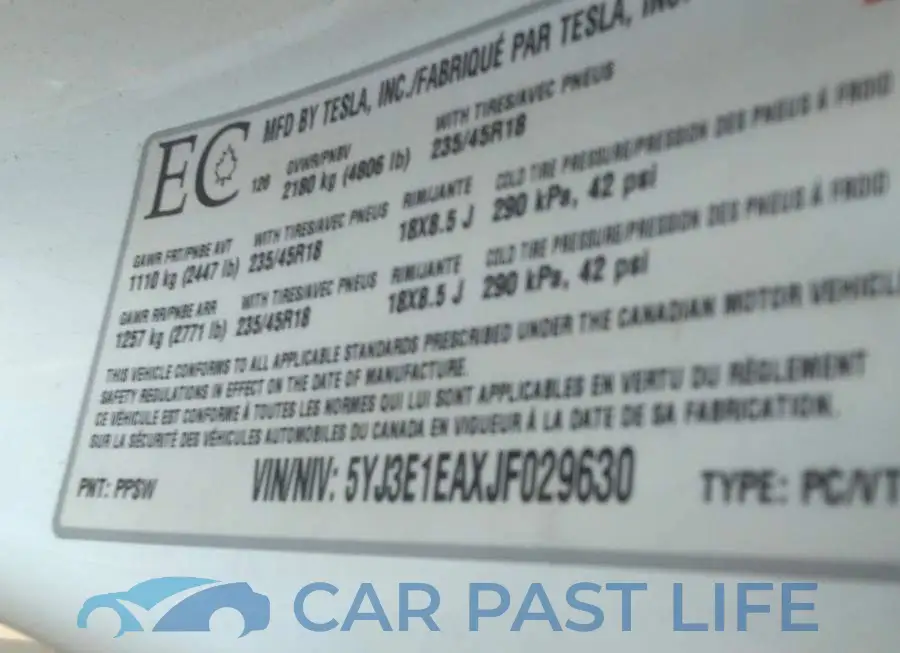 5YJ3E1EAXJF029630# 9