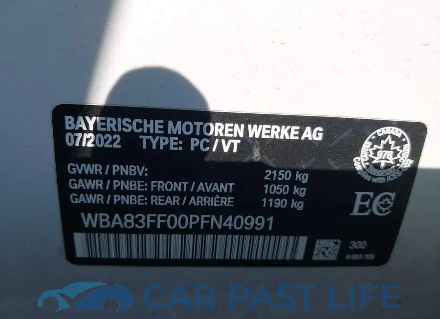 WBA83FF00PFN40991# 9