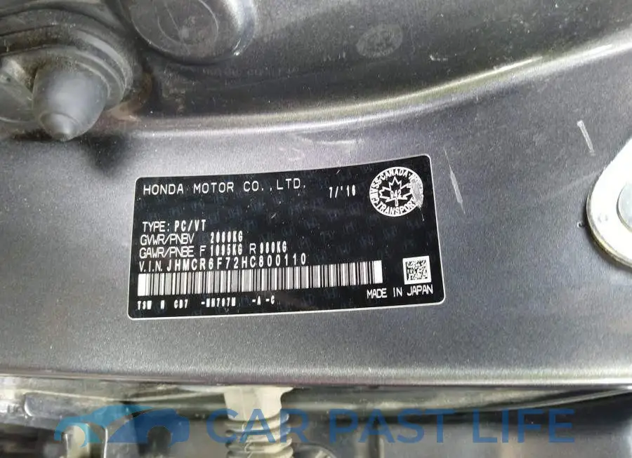 JHMCR6F72HC800110# 9