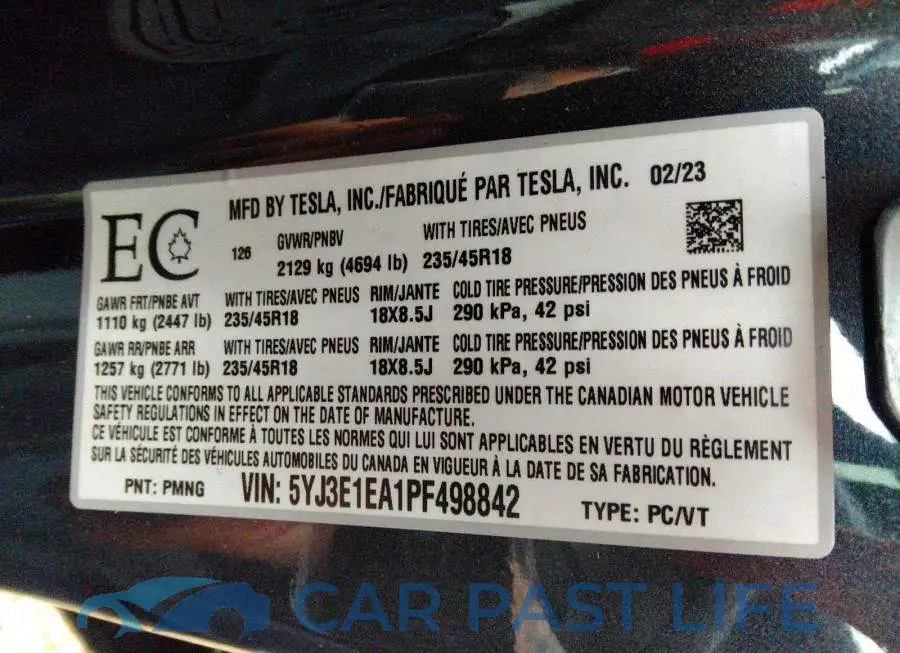 5YJ3E1EA1PF498842# 9