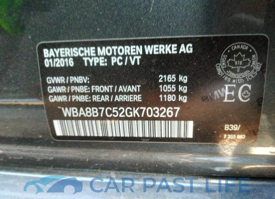 WBA8B7C52GK703267# 9