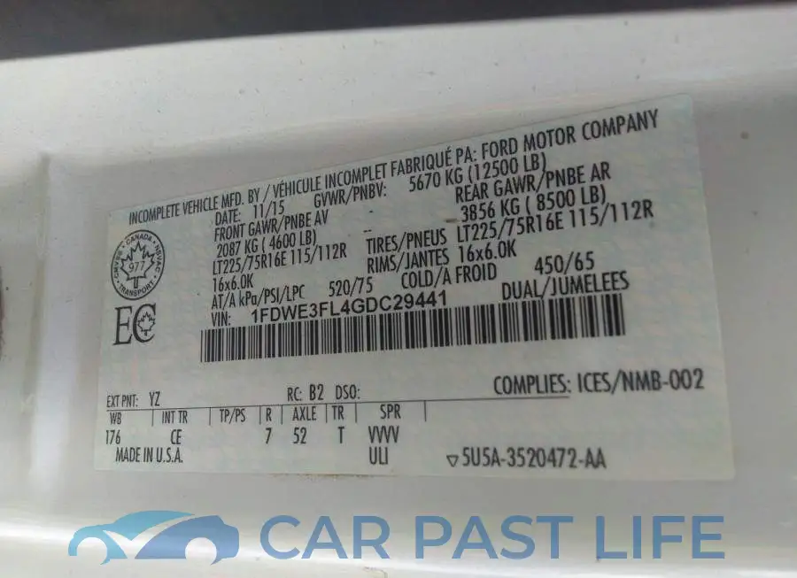 1FDWE3FL4GDC29441# 9